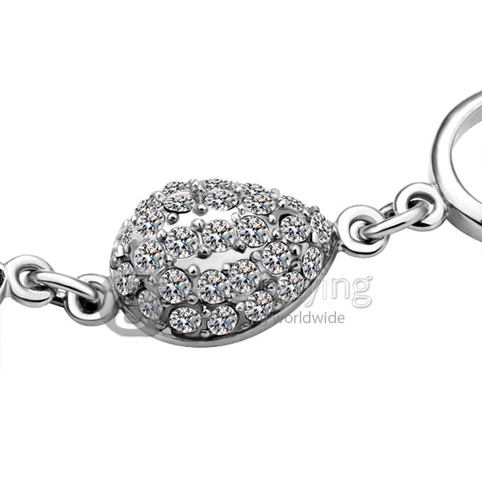 18KRGP Silver Exquisite Fashion Diamond With Blue Crystal Bracelet