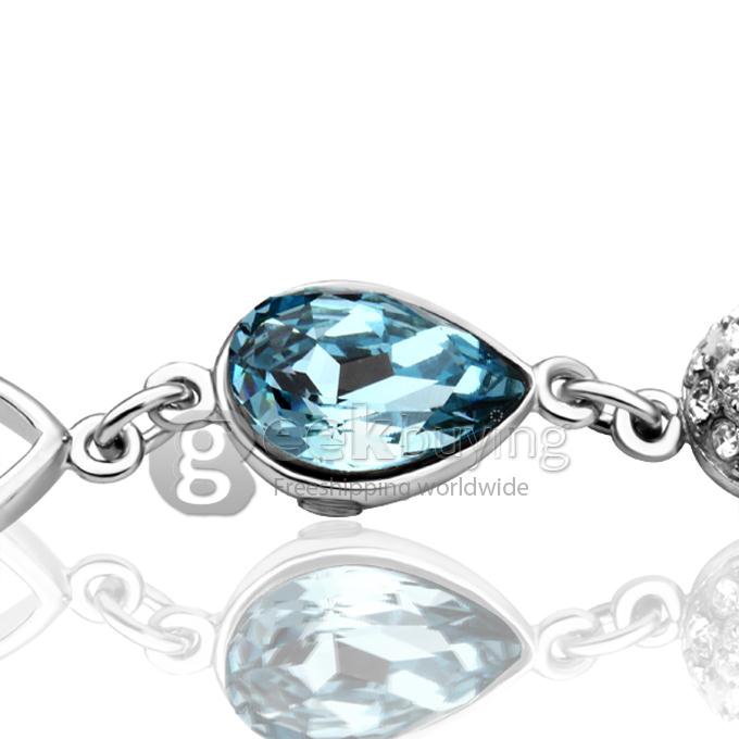18KRGP Silver Exquisite Fashion Diamond With Blue Crystal Bracelet