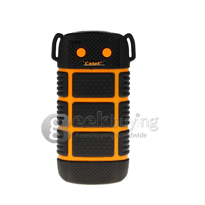Cager Rugged Waterproof/Dustproof/Shockproof 5600mAh Power Bank with LED Light for Cellphones, MP3 - Orange and Black