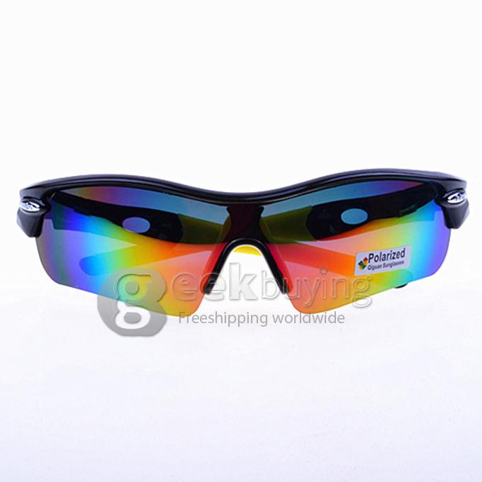 9359 Black + Yellow TR90 Half Frame Polarized Lens Sports Sunglasses - Red REVO