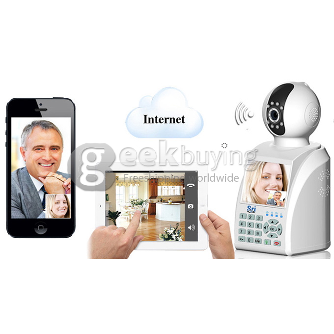 SRI-SP001 Advanced Cloud Link P2P 0.3 MP Tech Wireless IP Camera Support iPhone and Android Phones Connecting (Black)