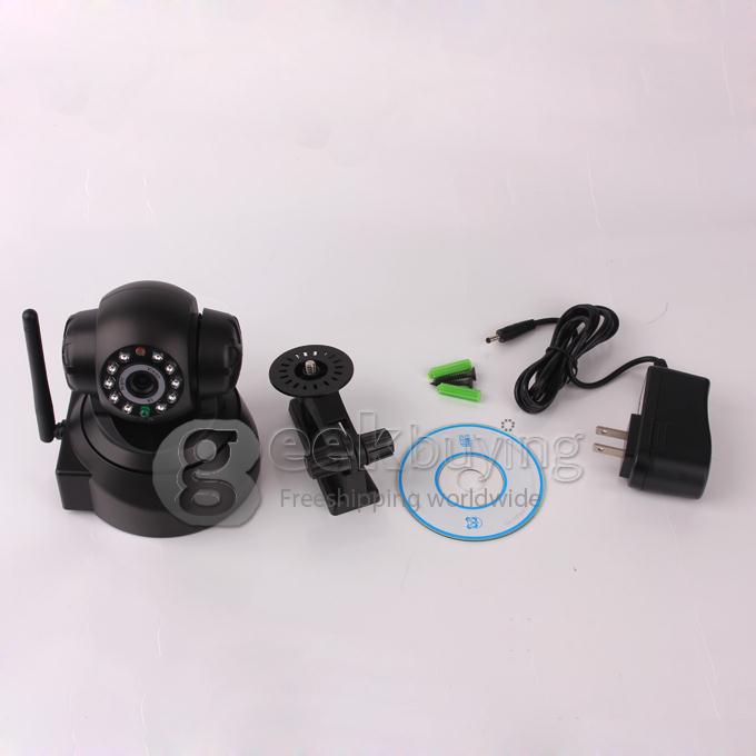 Sricam AP001 Indoor PTZ P2P Security Wireless IP Camera with M-JPEG Two-way Audio Motion Detection CMOS 300K Pixel Motion Detection Night Vision Wifi Function - Black