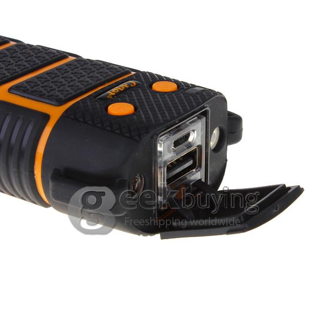 Cager Rugged Waterproof/Dustproof/Shockproof 5600mAh Power Bank with LED Light for Cellphones, MP3 - Orange and Black