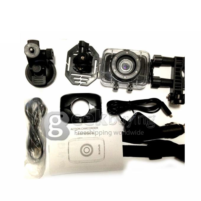 10M Waterproof HD 720P 1.3MP 4X Digital Zoom 2.0 Inch Touch Panel Diving Bicycle Motorcycle Action Camcorder DV for Sports Driving Ride Shooting - Black