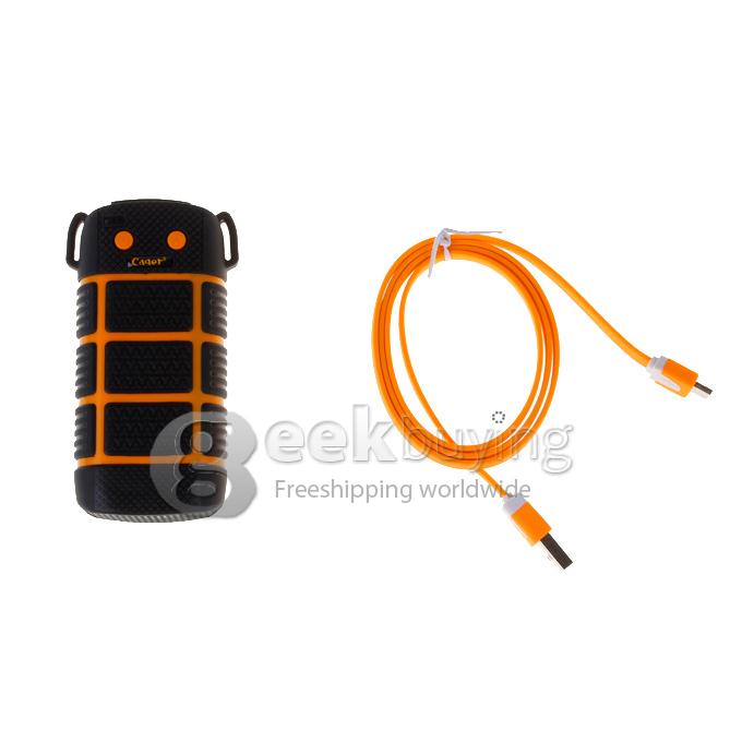 Cager Rugged Waterproof/Dustproof/Shockproof 5600mAh Power Bank with LED Light for Cellphones, MP3 - Orange and Black