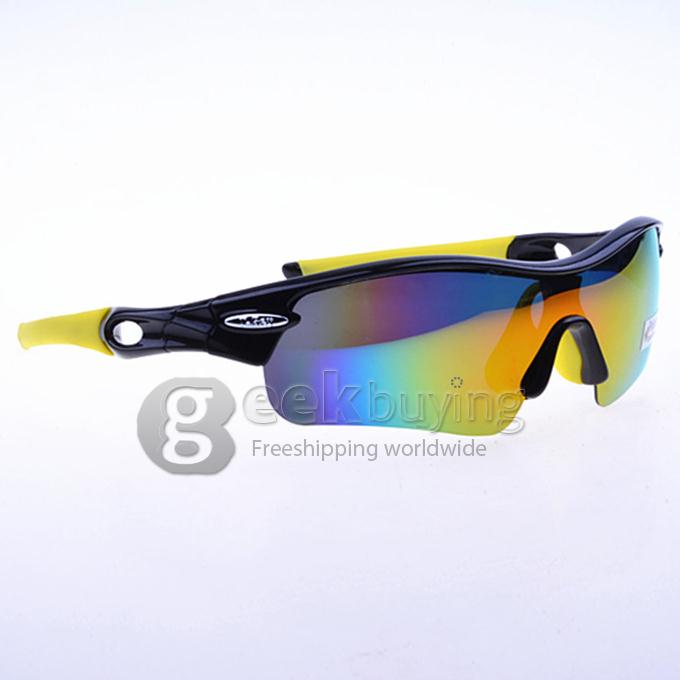 9359 Black + Yellow TR90 Half Frame Polarized Lens Sports Sunglasses - Red REVO