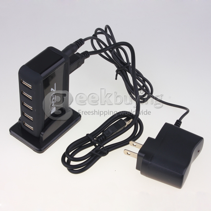 High Speed 7 Port USB 2.0 HUB with AC Power Charger Adapter