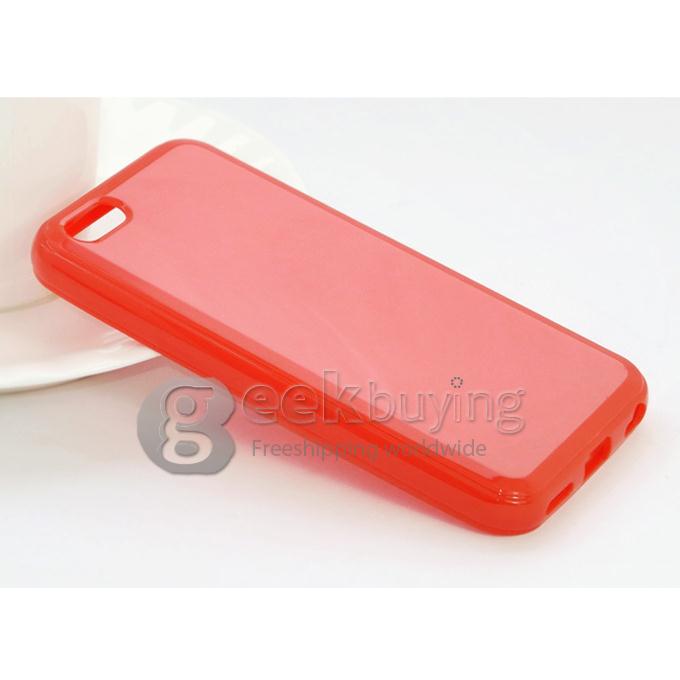 Simple Glossy Soft Silicone Rubber TPU Skin Back Cover Case for iPhone 5C - Red