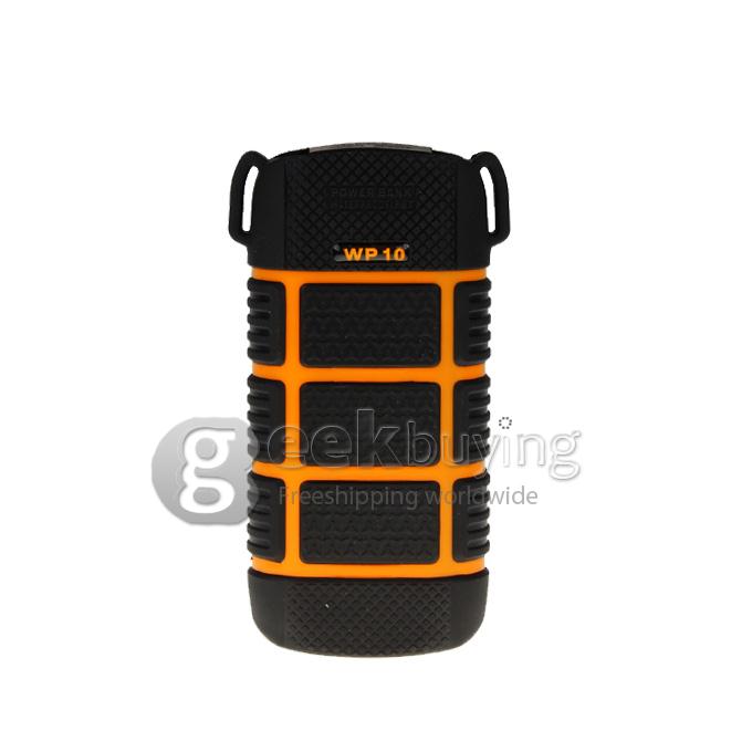 Cager Rugged Waterproof/Dustproof/Shockproof 5600mAh Power Bank with LED Light for Cellphones, MP3 - Orange and Black