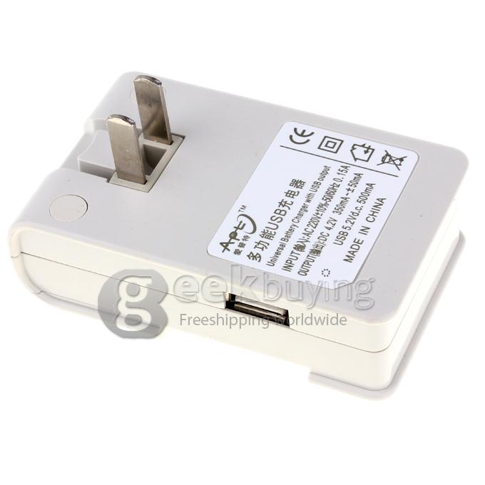 Portable Multifunction AC Plug Battery Charger Dock For GoPro HD HERO 2 Camera(US Plug)White