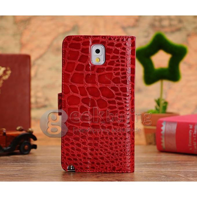 New Crocodile Pattern Wallet Leather Flip Case for Samsung Galaxy Note 3 III N9000 - Red