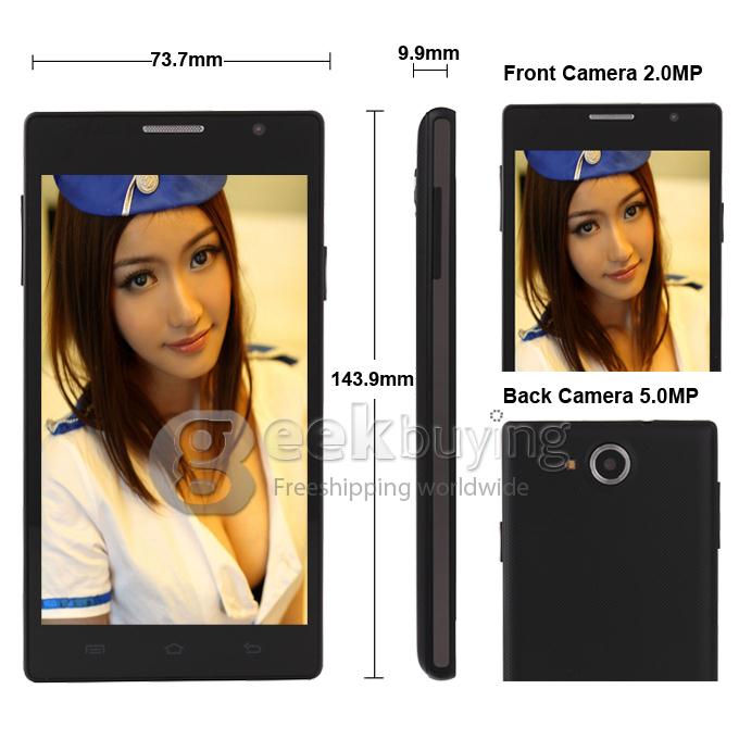 CUBOT C11 5.0Inch IPS Capacitive Screen MTK6572 Dual Core 1.2GHz Smart Phone 512MB+4G Android 4.2 OS Bluetooth/WiFi - Black