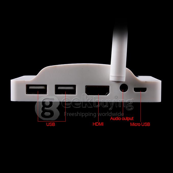 KD812 RK3188T Quad Core Google Android 4.2.2 OS Cortex-A9*2 1.4GHZ TV BOX 2G/8G Bluetooth Camera/MIC/External Wifi Antenna - White