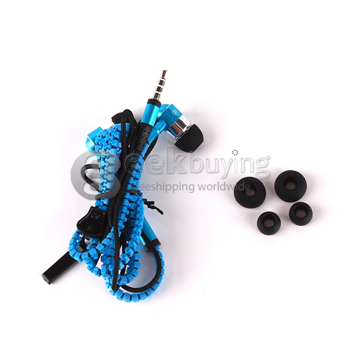 3.5mm In-Ear Earbuds Noise-Isolating with Tangle Free Zipper Cabling Earphone for Cellphones/Google Nexus 5 - Blue