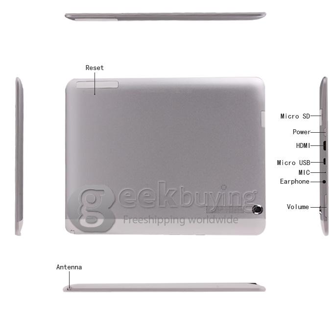 AM980 MTK8389 1.2GHz 9.7 inch Tablet PC Phablet  Android 4.2 Quad Core Capacitive Touch Screen 1024*768 1G/8G - Silver