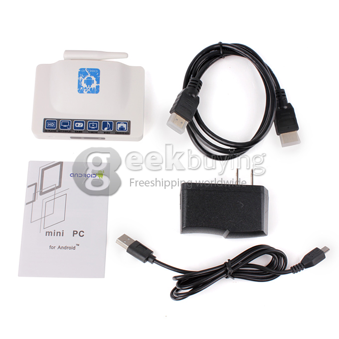 KD812 RK3188T Quad Core Google Android 4.2.2 OS Cortex-A9*2 1.4GHZ TV BOX 2G/8G Bluetooth Camera/MIC/External Wifi Antenna - White