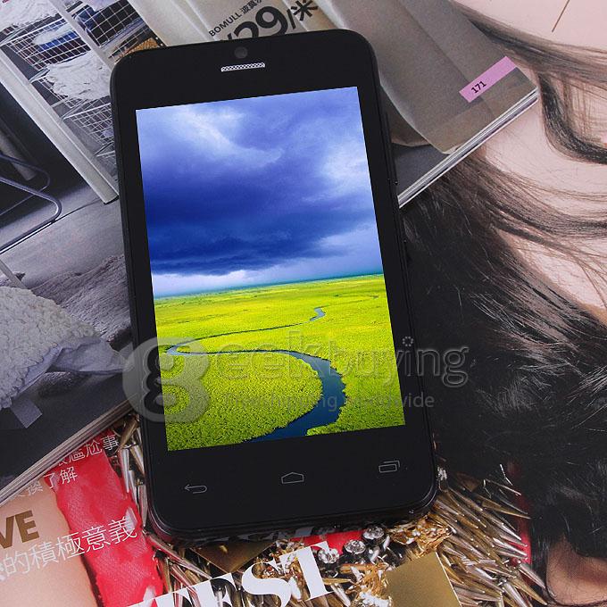 W101 4.0inch WVGA Capacitive Screen MTK6572W Dual Core Smartphone 4GB ROM 5.0MP Camera Android 4.2 OS 3G/GPS - Black
