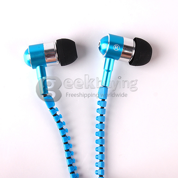 3.5mm In-Ear Earbuds Noise-Isolating with Tangle Free Zipper Cabling Earphone for Cellphones/Google Nexus 5 - Blue
