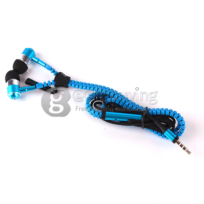 3.5mm In-Ear Earbuds Noise-Isolating with Tangle Free Zipper Cabling Earphone for Cellphones/Google Nexus 5 - Blue