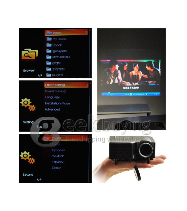 UC20 Portable 30 Lumens Multimedia LED LCD Projector with AV Port/USB/SD Slot