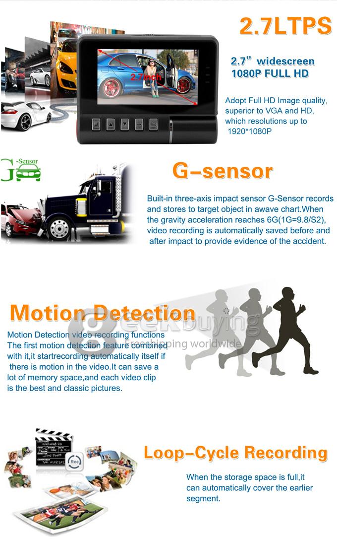 BLACKVIEW BL2000 Novatek H.264 1920*1080P 30fps 2.7inch 170 Degree Wide Angle Car DVR Recorder with IR Night Vision