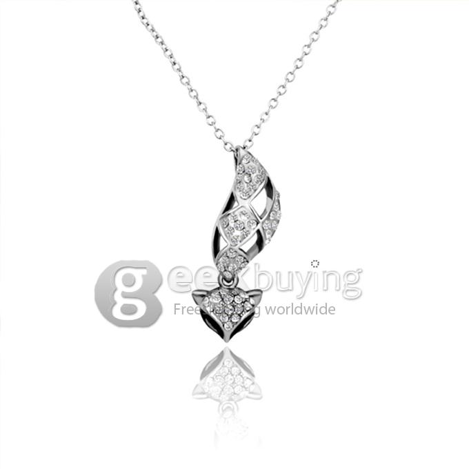 Fashion 18KRGP Silver Fox-shaped Diamond Pendant Alloy Necklace 