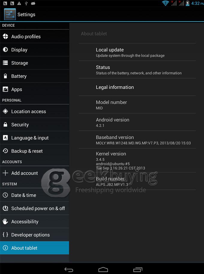AM980 MTK8389 1.2GHz 9.7 inch Tablet PC Phablet  Android 4.2 Quad Core Capacitive Touch Screen 1024*768 1G/8G - Silver
