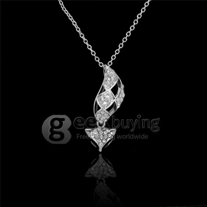 Fashion 18KRGP Silver Fox-shaped Diamond Pendant Alloy Necklace 