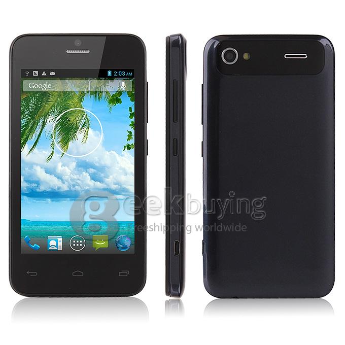 W101 4.0inch WVGA Capacitive Screen MTK6572W Dual Core Smartphone 4GB ROM 5.0MP Camera Android 4.2 OS 3G/GPS - Black