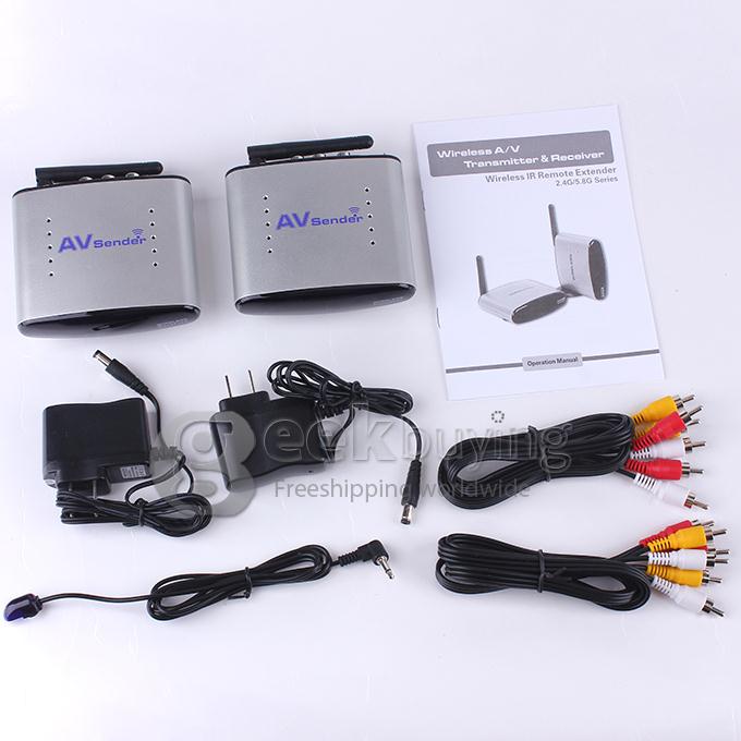 PAT-220 2.4GHz 4 Channel Wireless AV Audio Video Transmitter Receiver with IR Remote For DVD DVR CCD Camera IPTV