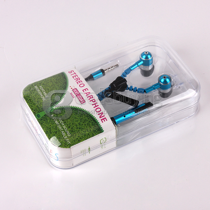 3.5mm In-Ear Earbuds Noise-Isolating with Tangle Free Zipper Cabling Earphone for Cellphones/Google Nexus 5 - Blue