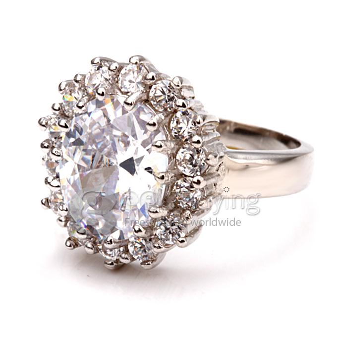 18KRGP Silver Zircon Alloy Ring - 8 Size