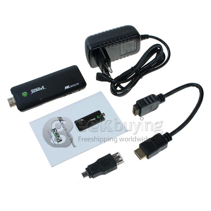 Rikomagic MK802IV Android 4.2 OS RK3188T Quad Core 1.4Ghz Mini PC TV BOX 2G/16G Bluetooth WIFI - Black