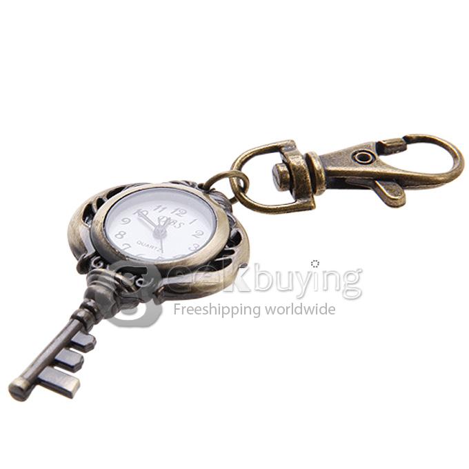 Retro Key Style Unisex Alloy Analog Quartz Keychain Watch