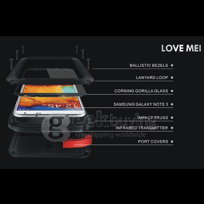 [Spain Stock] LOVE MEI Weather/Dirt/Shockproof Protective Case for Samsung Galaxy Note 3 III N9000 - Black