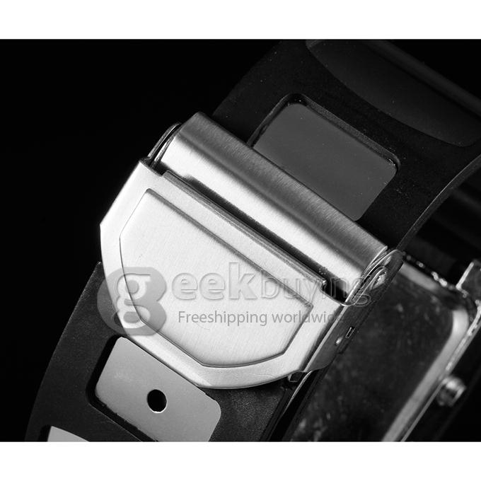 Unisex's Digital LED Rubber and Steel Band Wrist Watch - Silver