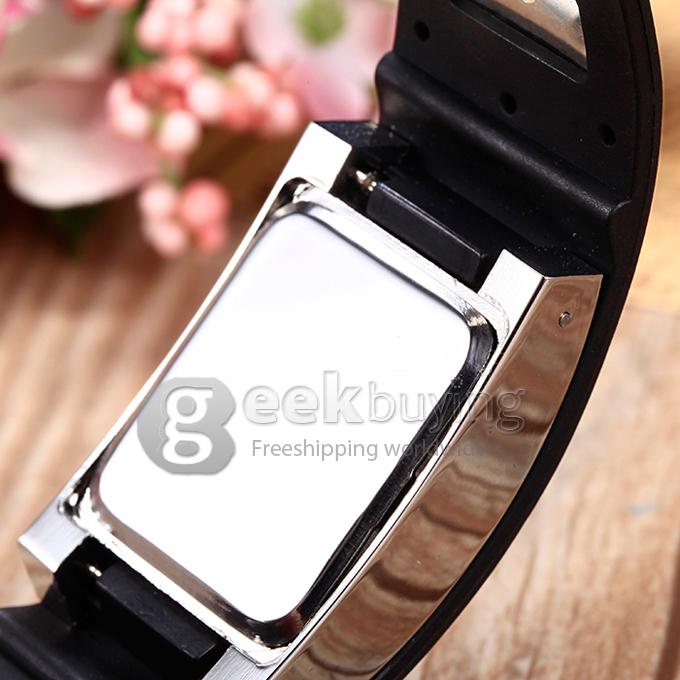 Unisex's Digital LED Rubber and Steel Band Wrist Watch - Silver