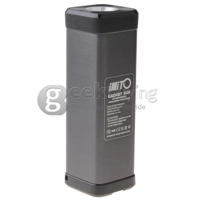 iMito Gadget Box S 4400MAH Mobile Power Bank IP54 Waterproof with TF Card Slot and Flashlight iPhone6 Plus - Grey