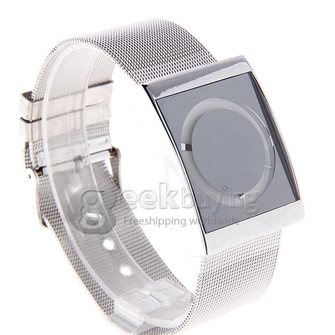 Unisex Steel Analog Quartz Square Dial Wrist Watch - White