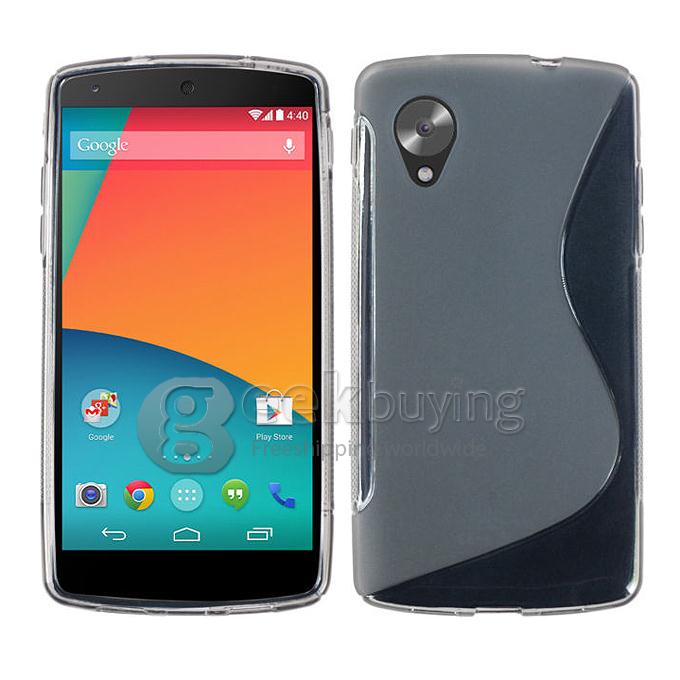 New Style S Shape Silicone Soft Case Cover for Google Nexus 5 - Transparent