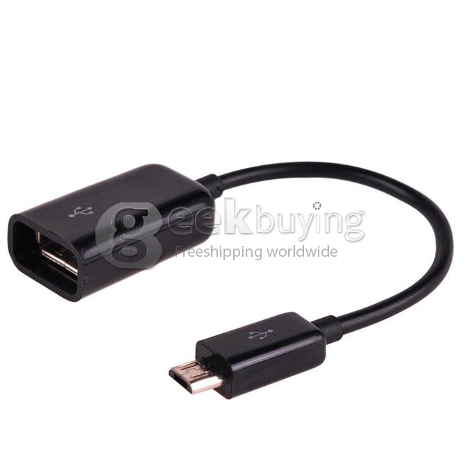 Micro USB Male to USB 2.0 Female OTG Host Cable Adapter for Samsung Smartphone Google Nexus 5 Sony - Black