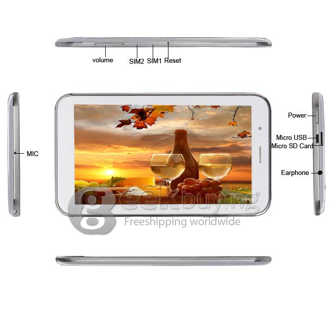 TeamGee TG-E701 MTK6572 1.0GHz 7 inch Tablet PC Phablet  Android 4.2 Dual Core Capacitive Touch Screen 1024*600 512MB/4GB - White
