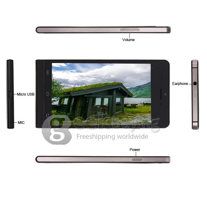Haipai P6s 5.0Inch 6.99mm Ultrathin IPS HD Screen MTK6582 Quad Core 1.3GHz Smartphone 1GB+8GB 13.0MP Back Camera Android 4.2  Gyroscope/Compass with 3G/GPS -  Black