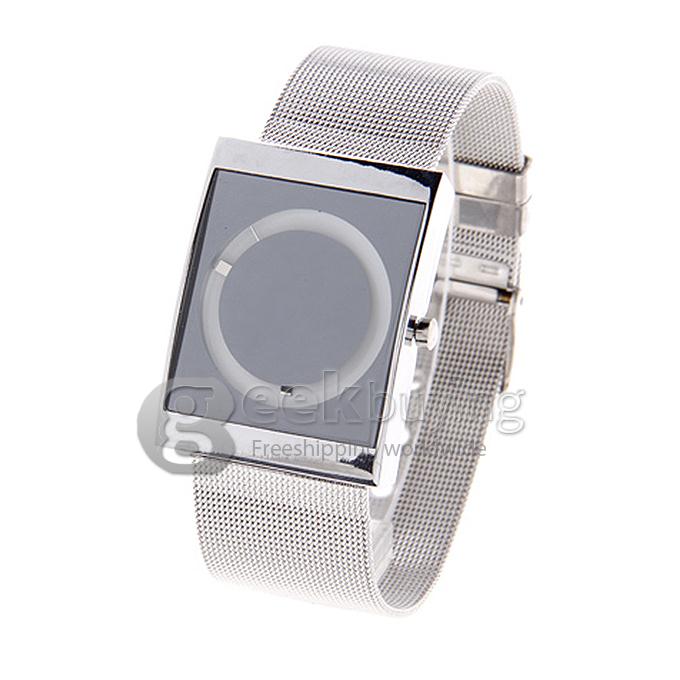 Unisex Steel Analog Quartz Square Dial Wrist Watch - White