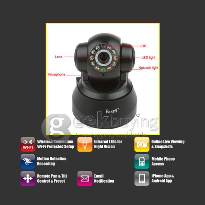 EasyN F-M136 Two-way Audio P2P 0.3MP CMOS 25fps Wireless WIFI IP Camera with Night Vision for iPhone and Android Phone