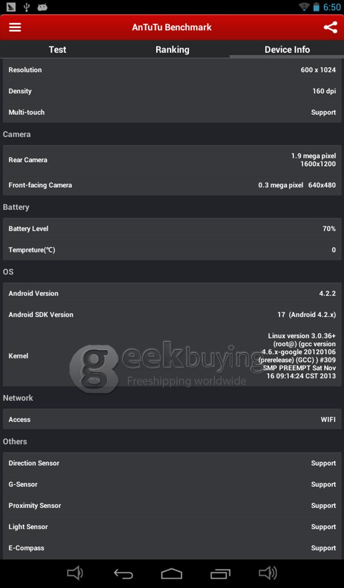 Pipo S3Pro RK3188 1.6GHz 7 inch Tablet PC Android 4.2 Quad Core IPS Capacitive Touch Screen 1024*600 1GB/16GB - Black
