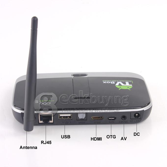 CS918S Allwinner A31 Quad Core Android 4.2.2 OS Mini TV BOX 2G/16G Bluetooth RJ45 5.0MP Camera and MIC External WIFI Antenna - Black