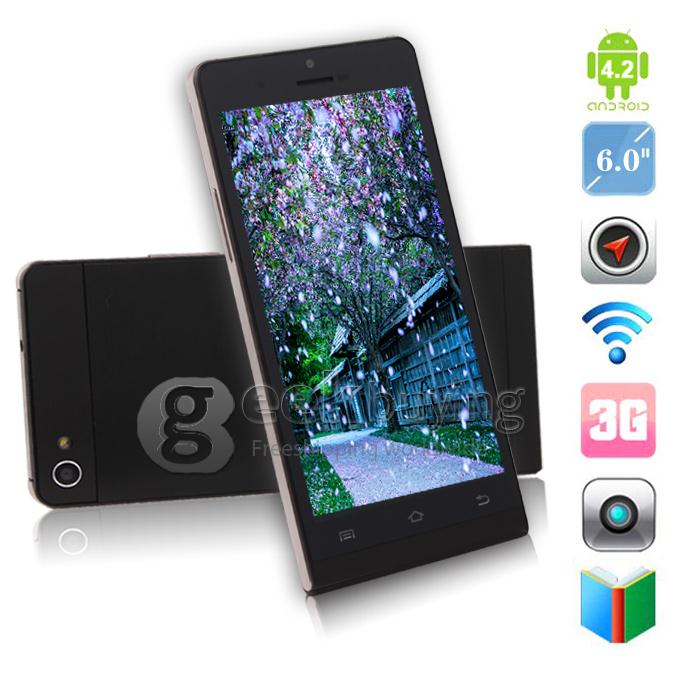 Haipai P6s 5.0Inch 6.99mm Ultrathin IPS HD Screen MTK6582 Quad Core 1.3GHz Smartphone 1GB+8GB 13.0MP Back Camera Android 4.2  Gyroscope/Compass with 3G/GPS -  Black