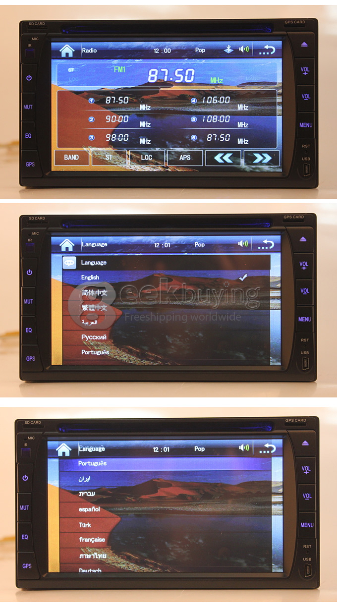 6.2 Inch 16:9 HD Digital Screen 800*480 2Din Fixed Panel Design Car DVD Player(GPS,FM,Bluetooth,AV,TV,For IPOD,MP3)