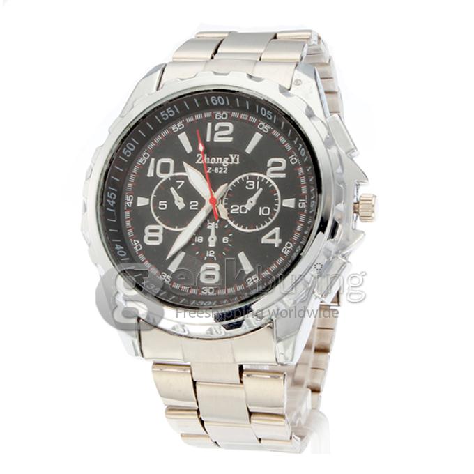 ZHONGYI-822 Silver Case Steel Analog Quartz Men's Wrist Watch